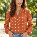  Classic Polka Dot V-Neck Buttoned Blouse | S-XL