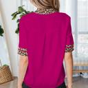  Leopard Patchwork Split Neck Blouse | S-XL