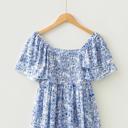  Floral Square-Neck Ruffle Sleeve Blouse | S-XL