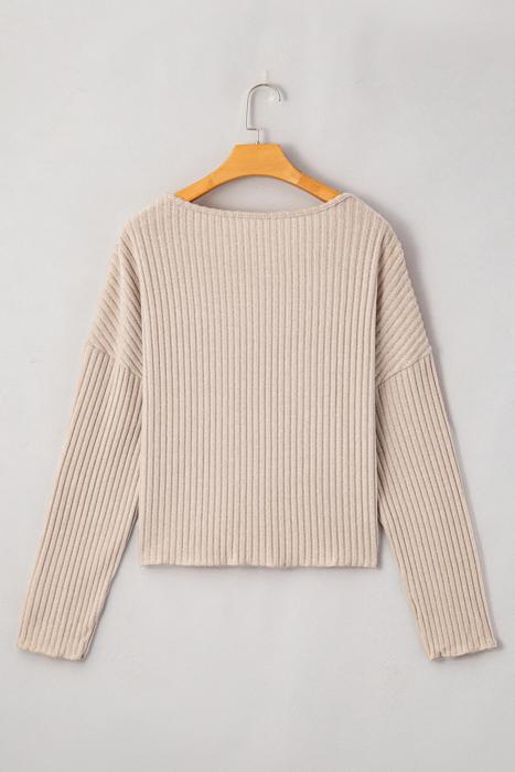 Casual Knit Long Sleeve layering Drop Shoulder Top | S-XL