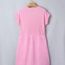  Cuffed Sleeve Patchwork Drawstring Mini Dress | S-XL
