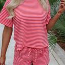  Striped Knit T-Shirt & Elastic Waist Shorts Set | S-XL