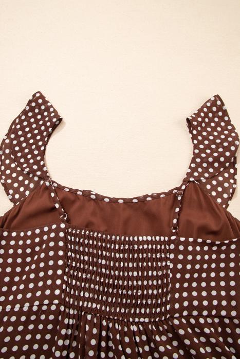 Polka Dot Backless Ruffled Tiered Maxi Dress | S-XL