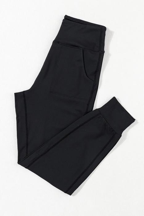 High Waist Pocketed Joggers With Exposed Seam | S-XL