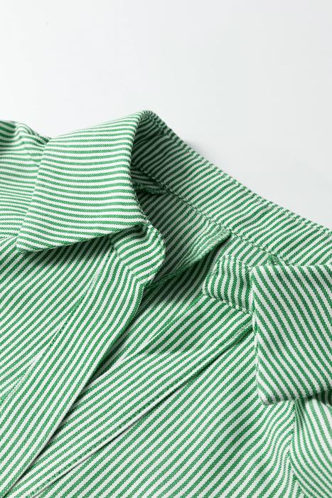 Striped Collared Split Neck Blouse | S-XL