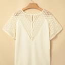  Lace Trim Cutout V-Neck Waffle Knit Button Blouse | S-XL