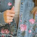  Floral Print Ruffle Hem Denim Jacket | S-XL