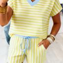  Stripe Detail Tee and Elastic Waist Shorts Set | S-XL
