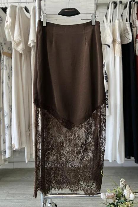 Serelle Patchwork Hem Lace Skirt | S-XL