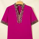  Leopard Patchwork Split Neck Blouse | S-XL