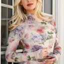  Floral Mesh Fitted Long Sleeve Top | S-XL
