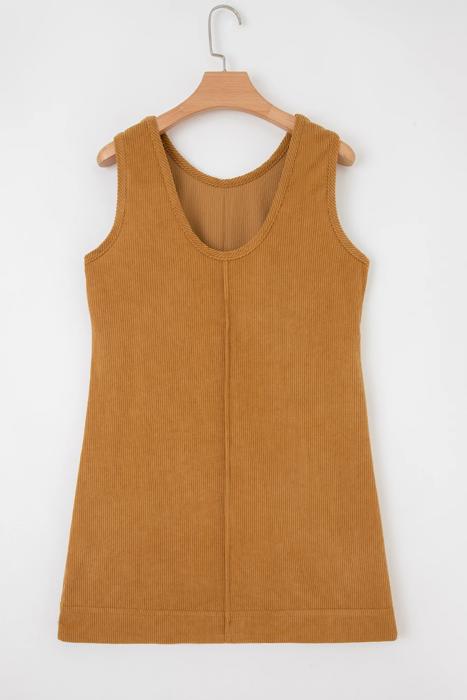 Corduroy Patched Pocket Mini Dress | S-XL