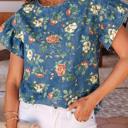  Casual Floral Denim Puff Sleeve Top | S-XL