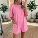 Small Pink Relaxed Fit Pocketed Romper | S-XL
