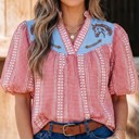  Pony Embroidered Western Yoke Blouse | S-XL