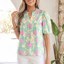 Floral Grace Bubble Sleeve Blouse | S-XL