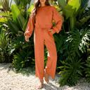  Drop Shoulder Puff Sleeve Cropped Pullover Pants Set | S-XL