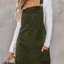  Front Pockets Corduroy Overall Dress