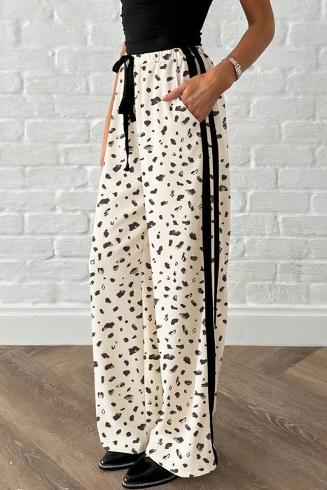 Leopard Side Stripe Drawstring Pants | S-XL