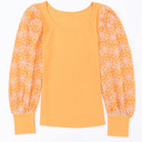  Flower Puff Sleeve Ribbed Knit Top | S-XL