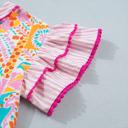  Boho Mixed Print Tiered Short Sleeve Blouse | S-XL