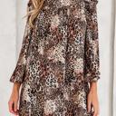  Leopard Print Ruffled Long Sleeve Mini Dress | S-XL