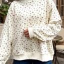  Cozy High-Neck Floral Detail Sweatshirt | S-XL