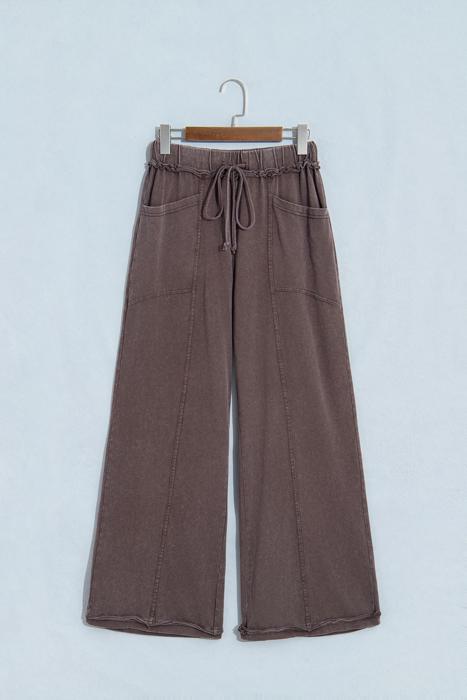 Washed Seam Drawstring Leg Flare Pants | S-XL