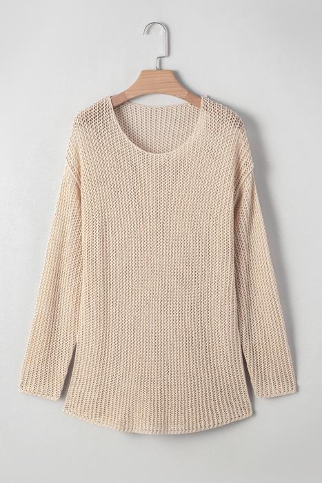 Crochet Open-Knit Sweater Top | S-XL