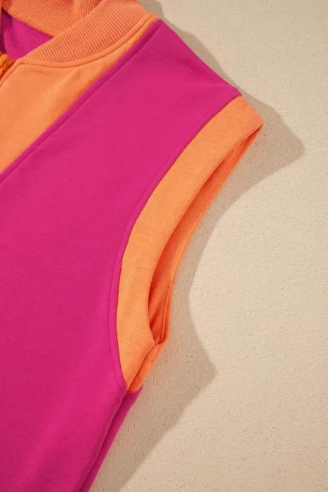 Colorblock Half-Zip Athleisure Shorts Set | S-XL