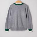  Contrast Striped Trim V Neck Varsity Light Sweater | S-XL