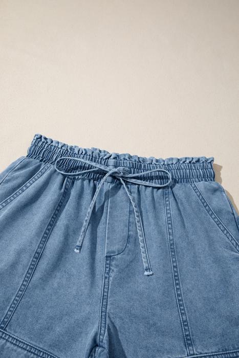 Smocked Waist Denim Shorts | S-XL