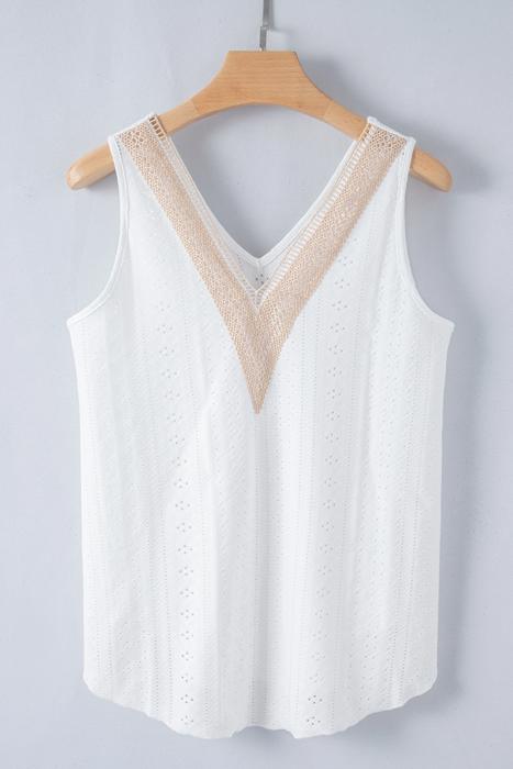 Crochet Lace V-Neck Relaxed Tank | S-XL