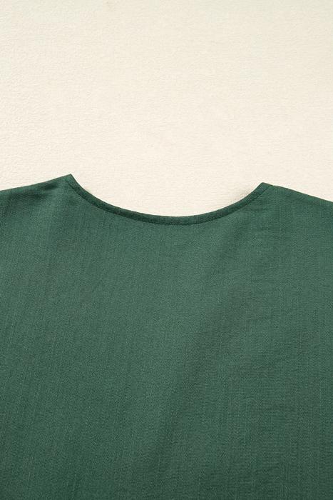 Contrast Ric Rac Trim Button V-Neck Shift Dress | S-XL