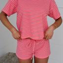  Striped Knit T-Shirt & Elastic Waist Shorts Set | S-XL