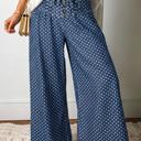  Button Front Pleated Wide Leg Denim Jeans