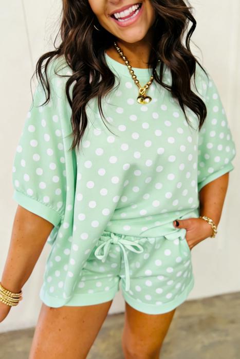 Oversized Dot Drawstring Short Set | S-XL