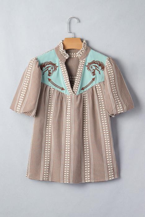 Pony Embroidered Western Yoke Blouse | S-XL