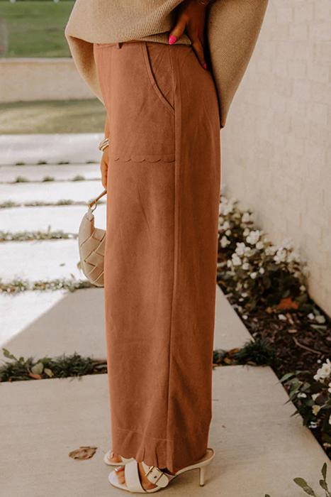 Scallop Trim Pocket Pants | S-XL