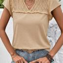  Sheer Lace Split Neck Ruffle Blouse | S-XL