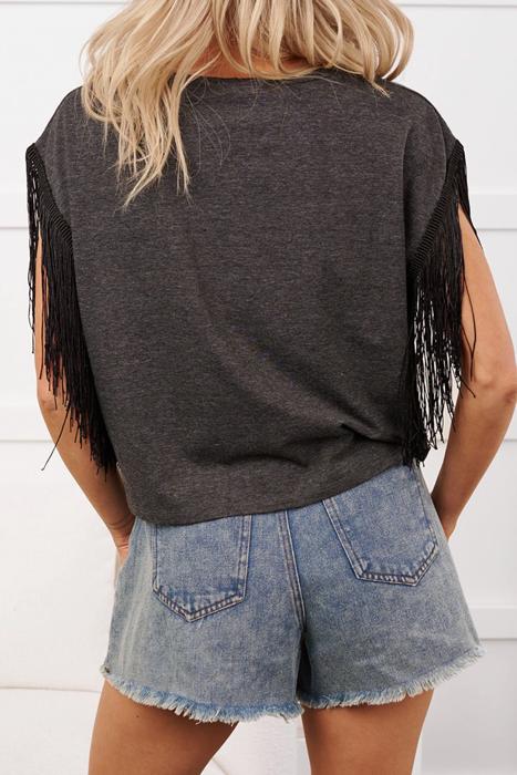YEE HAW Boots Graphic Fringed Sleeve Tee | S-XL