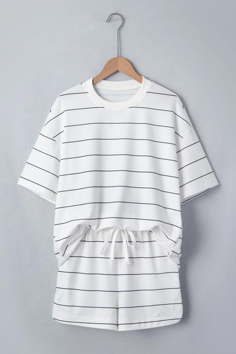 Stripe Half Sleeve Top & Shorts Set | S-XL