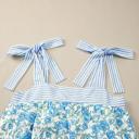  Floral Print Bow Strap Patchwork Mini Dress | S-XL
