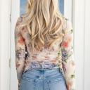  Floral Mesh Fitted Long Sleeve Top | S-XL