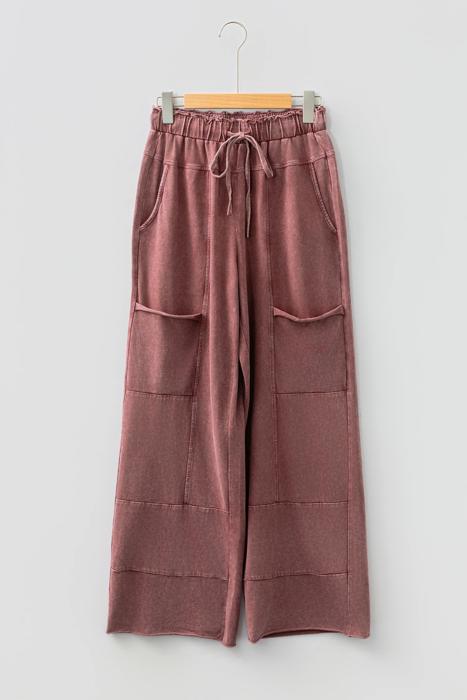 Lace-Up Raw Hem Patched Pocket Pants | S-XL