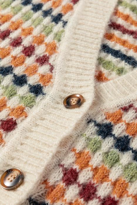 Dot Pattern Knit Button Front V Neck Cardigan | S-XL
