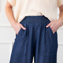  Side Pockets High Waist Wide Leg Lightweight Jeans-Like Pants | S-XXL