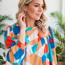  Abstract Ruffled Sleeve Blouse | Free Shipping