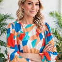  Abstract Ruffled Sleeve Blouse | Free Shipping