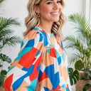  Abstract Ruffled Sleeve Blouse | Free Shipping